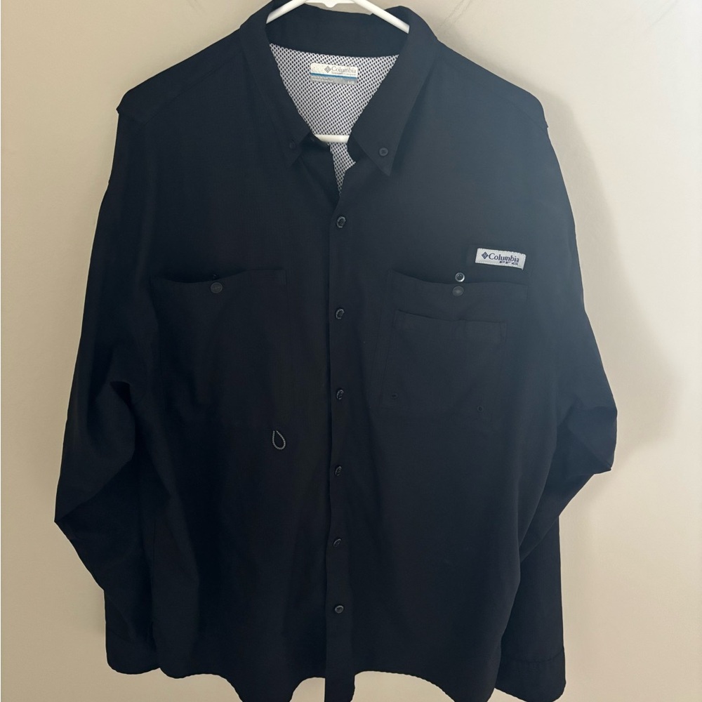 Columbia men’s PFG long sleeve Black Button-Up Shirt L